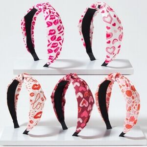 Set Of 5 ❤️ Themed Knotted Fabric Headbands-NWT